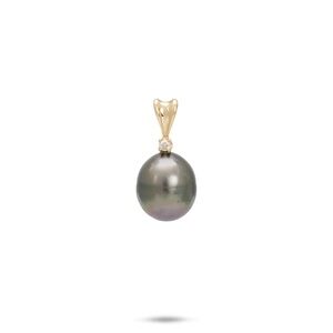 Maui Divers jewelry black Tahitian pearl pendant with diamond